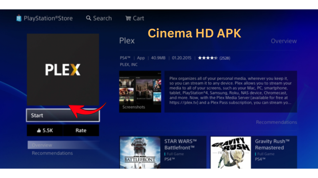 Cinema HD in PS4 and PS3 using plex